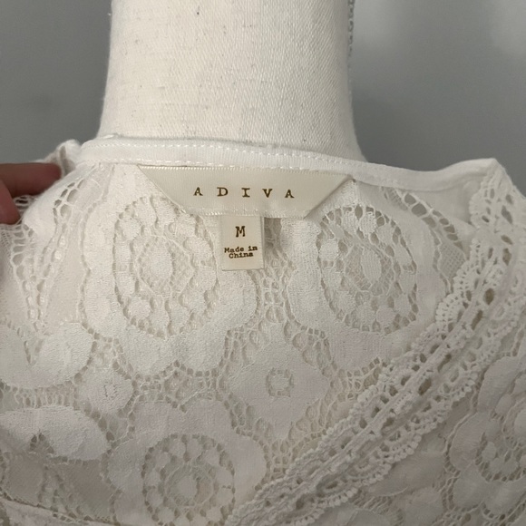 ADIVA Antique White Lace Blouse Top Size Medium - Picture 4 of 4